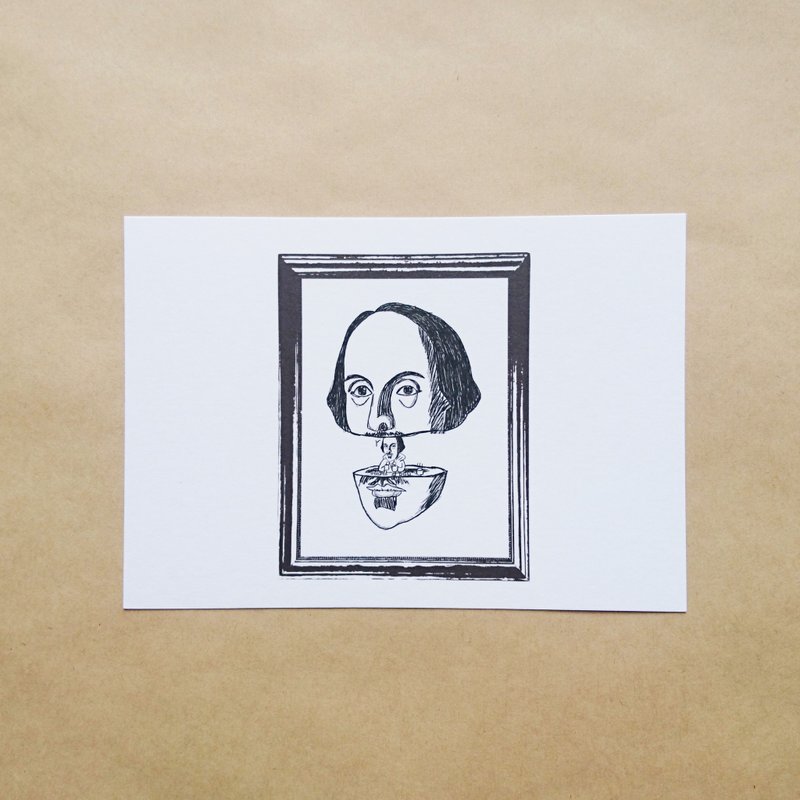 【莎士比亚先生的秘密】搞笑明信片 - 卡片/明信片 - 纸 灰色