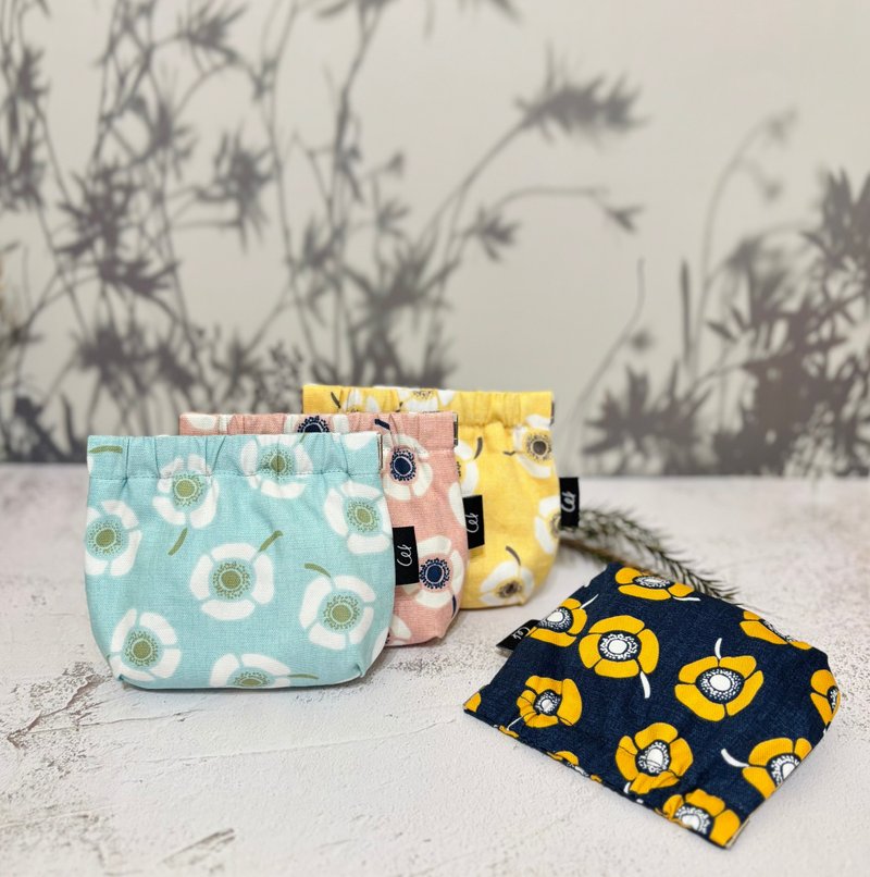 12cm 弹片口金小物袋-极简花 - 零钱包 - 棉．麻 