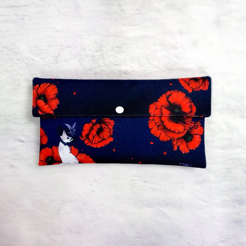口罩收纳袋/万用包-罂粟花。美人猫 - 收纳用品 - 聚酯纤维 