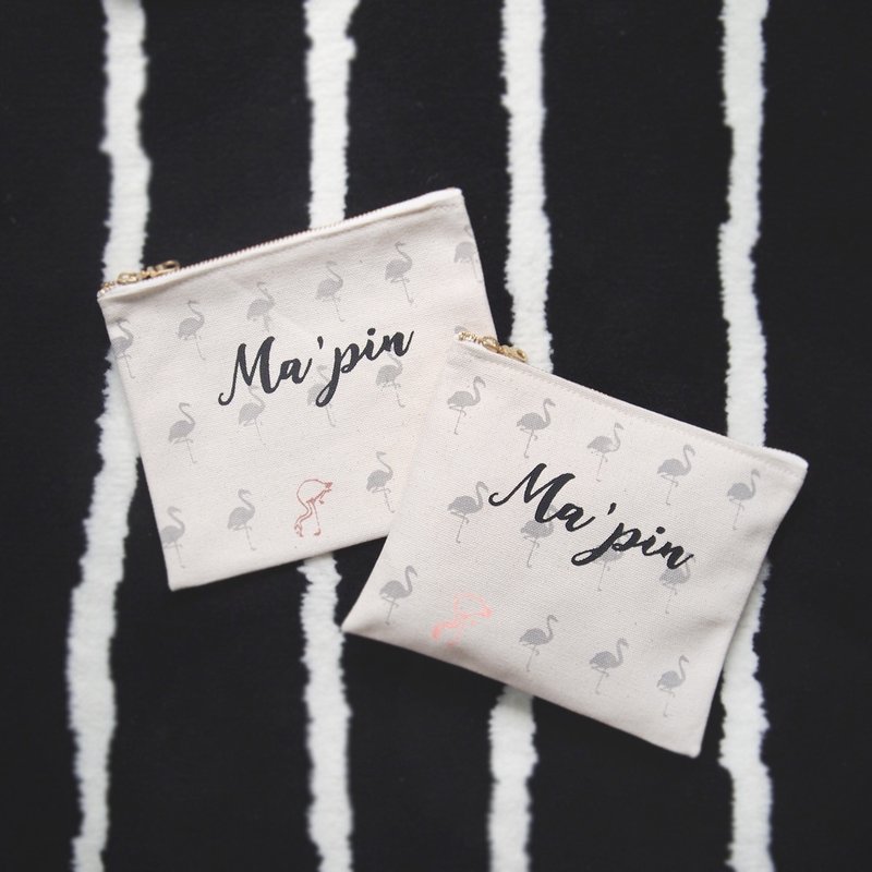 收纳小包 红鹤 - 化妆包/杂物包 - 棉．麻 黑色