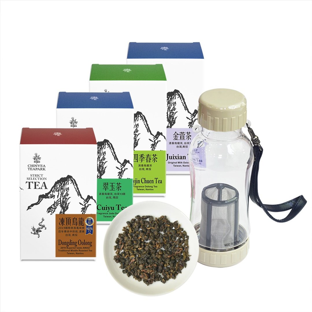 【特惠組合】四款经典台湾乌龙茶+冷热泡随身壶(580ml) - 茶 - 其他材质 白色