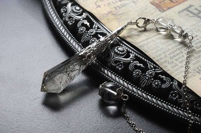 绿碧玺白水晶灵摆  矿石/水晶/灵修/开运/招财/破煞/防小人 - 项链 - 半宝石 