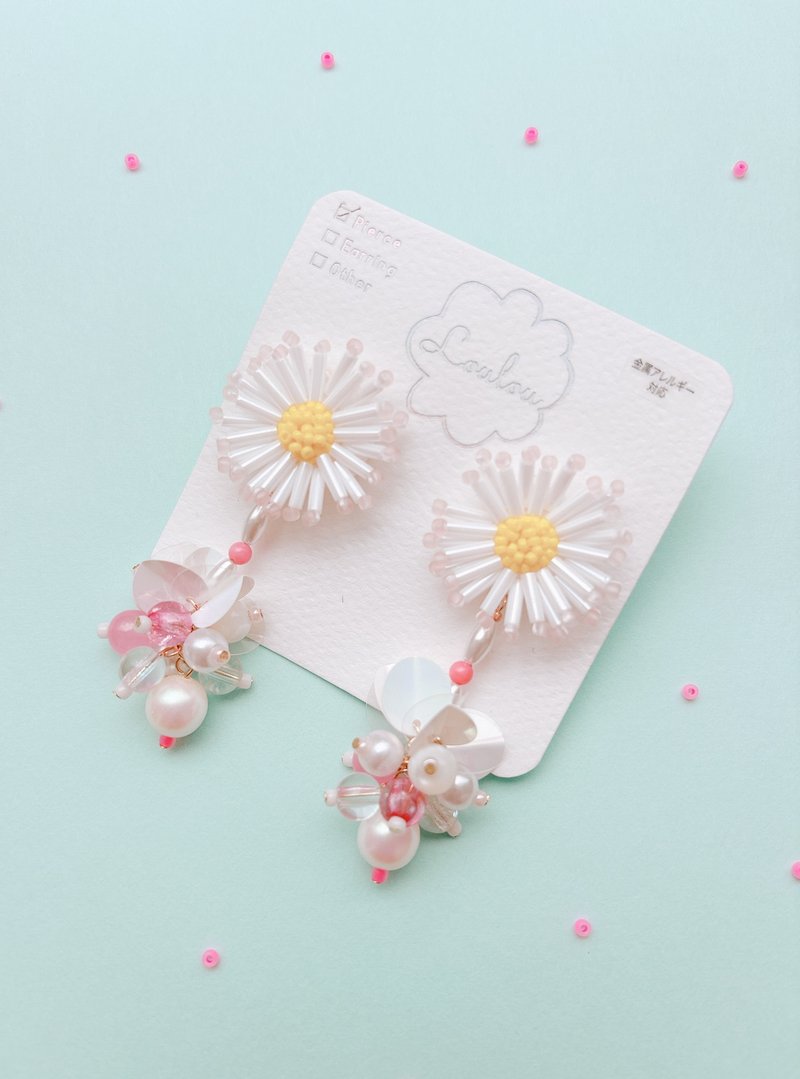 轻柔摇曳耳针 - 耳环/耳夹 - 其他材质 粉红色