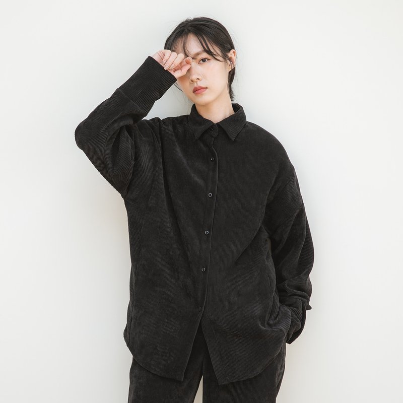 Billow_浪迹剪接衬衫_20AF051_黑 - 女装休闲/机能外套 - 棉．麻 黑色