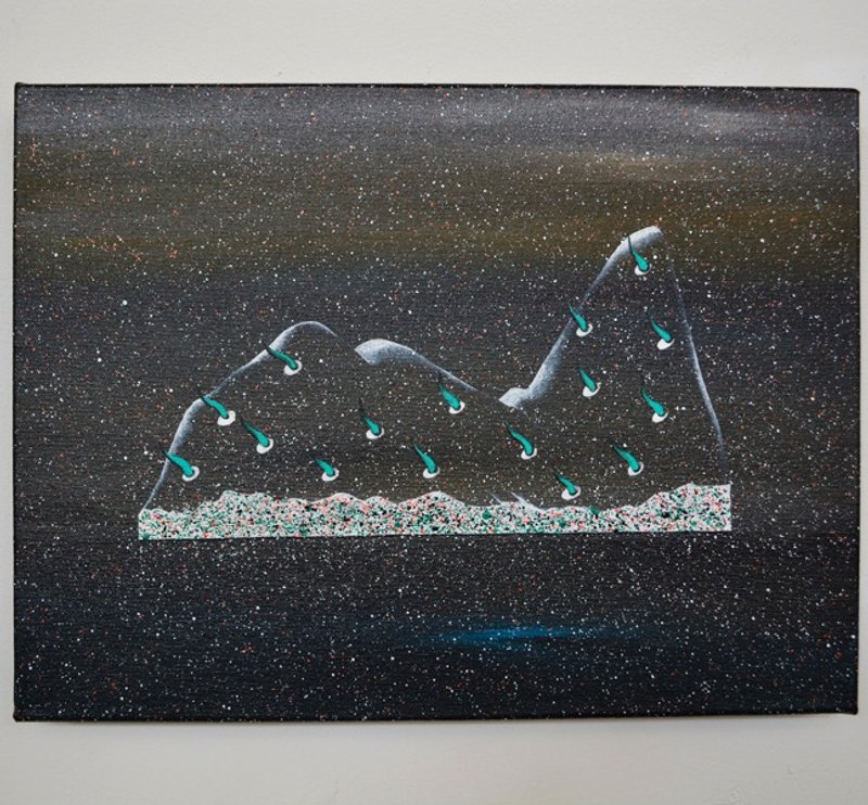 点点 外太空 外星球 山 地理 细胞 压克力颜料创作 - 墙贴/壁贴 - 其他材质 黑色