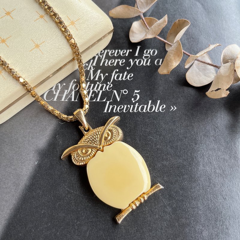 【猫头鹰长项链】 Vintage美国古董珠宝老件首饰 - 项链 - 其他金属 