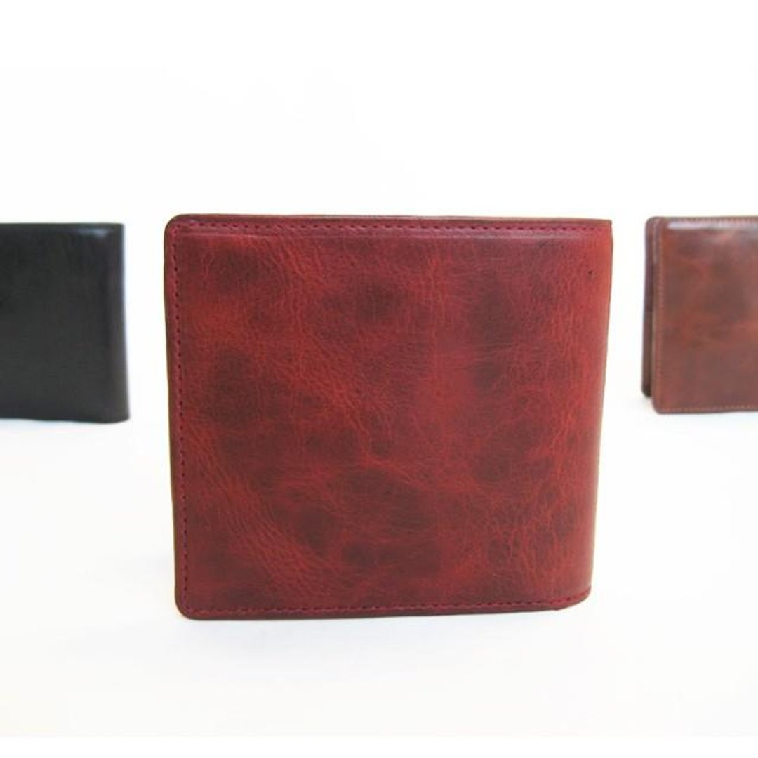 BASIC Art Wallet RED Folded in half - 皮夹/钱包 - 真皮 红色
