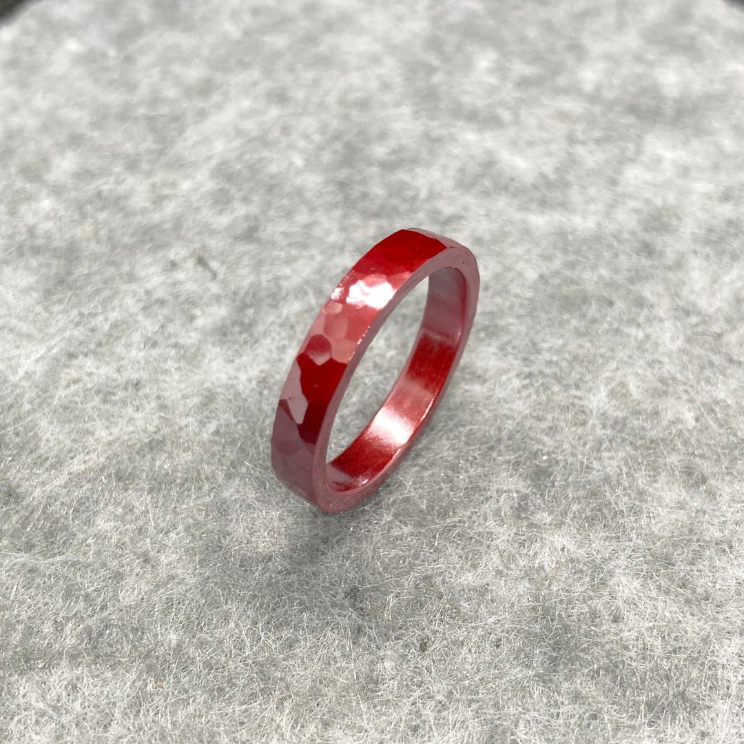 【绯铜】纯铜槌目戒指 3.5mm【极致防护涂层版】 - 戒指 - 其他金属 红色