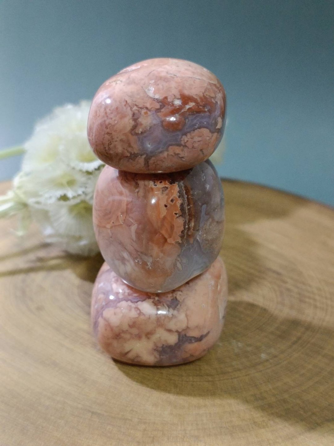 樱花玛瑙滚石/矿石/玛瑙/水晶/脉轮石/平衡/血液循环 - 摆饰 - 水晶 