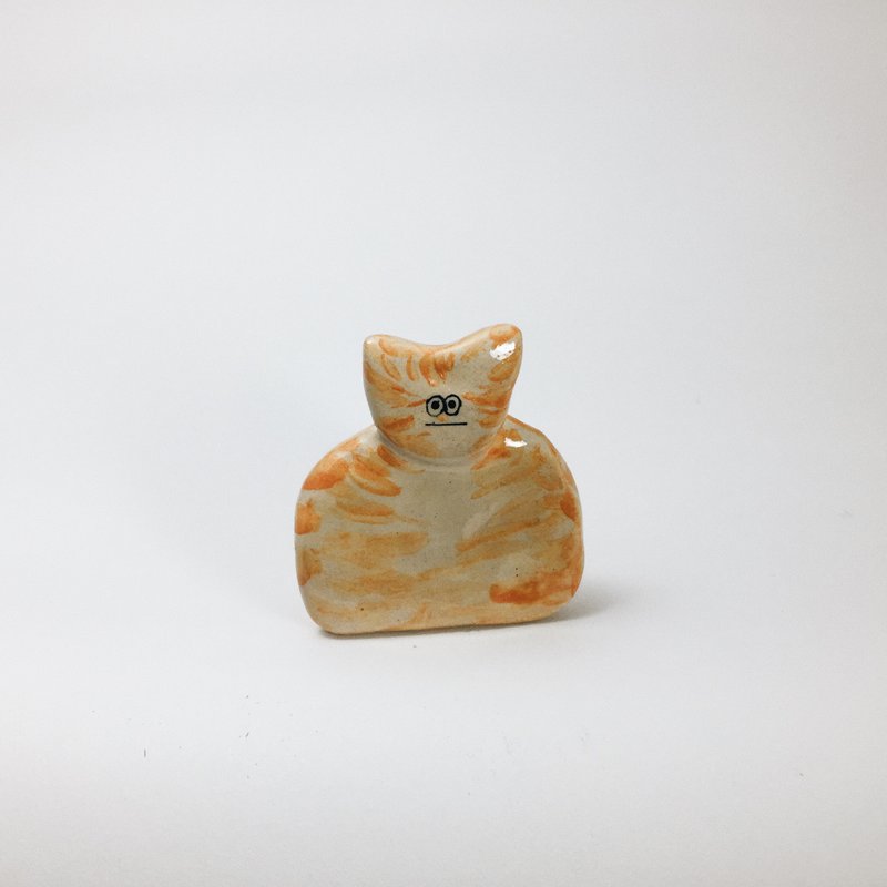 扁脸橘子猫 - 香薰/精油/线香 - 陶 橘色
