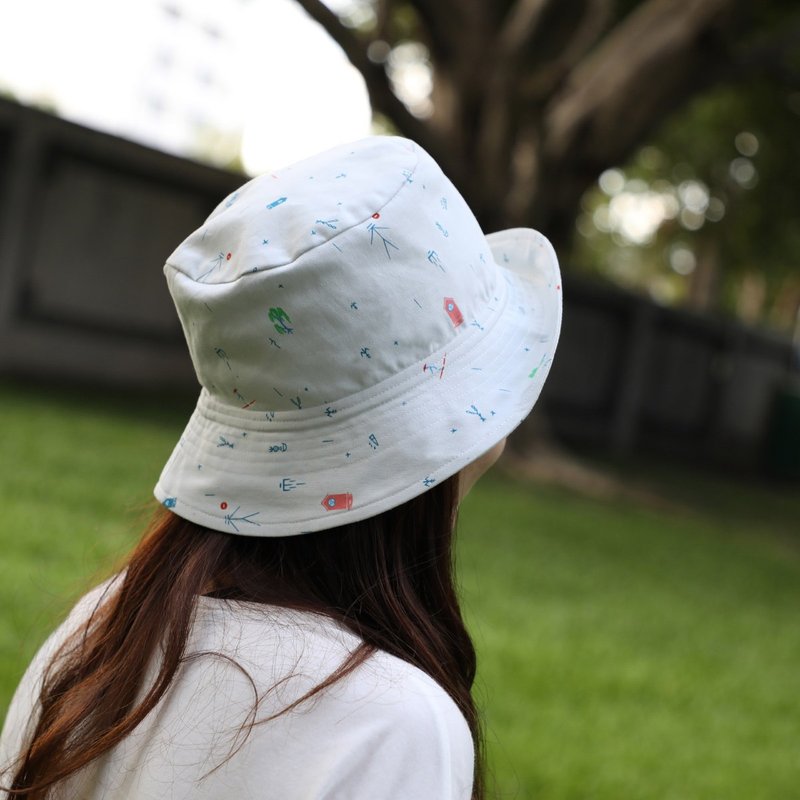 春意盎然-甲骨文布花渔夫帽米色 - 帽子 - 棉．麻 