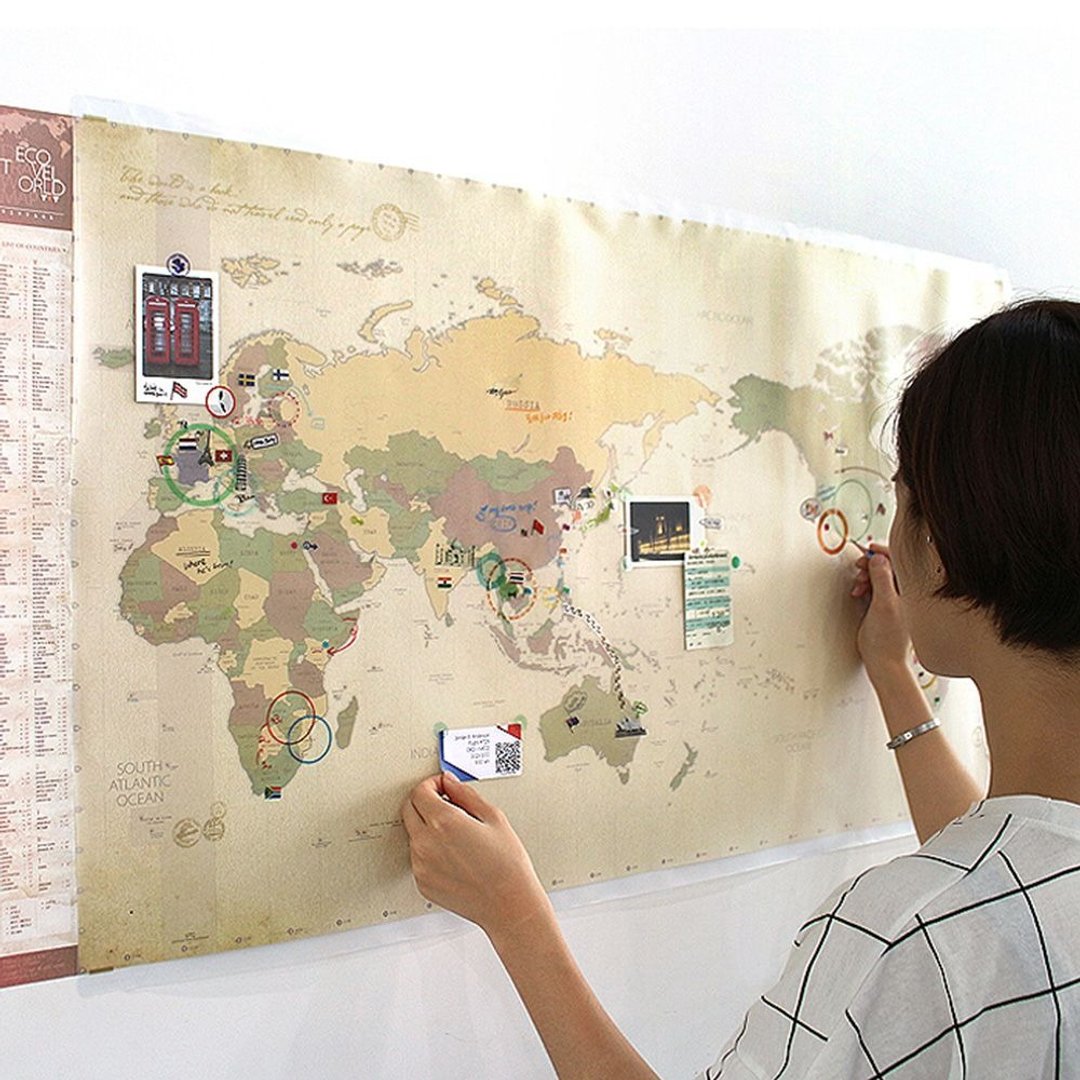 indigo-世界地图海报(双层)-04探险棕版,IDG70251 - 地图 - 塑料 咖啡色