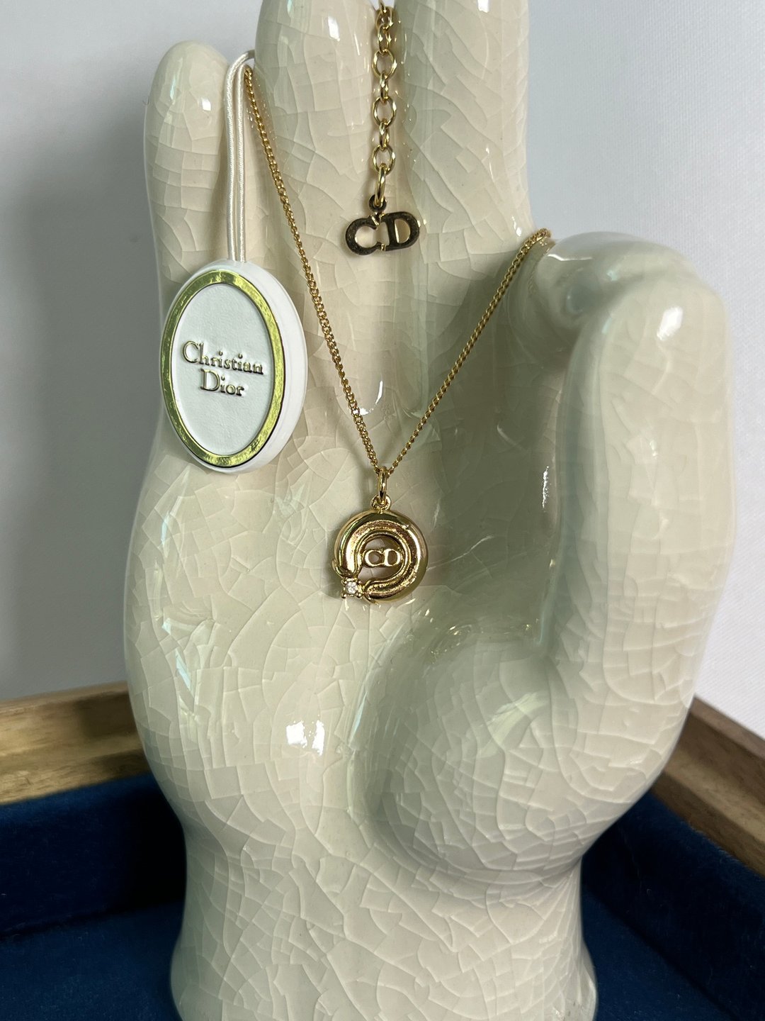 CHRISTIAN DIOR VINTAGE NECKLACE 闪石颈链 项链 日本中古 - 项链 - 其他金属 金色