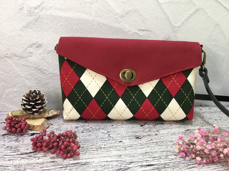 菱格晚宴斜背包 - 侧背包/斜挎包 - 其他材质 红色