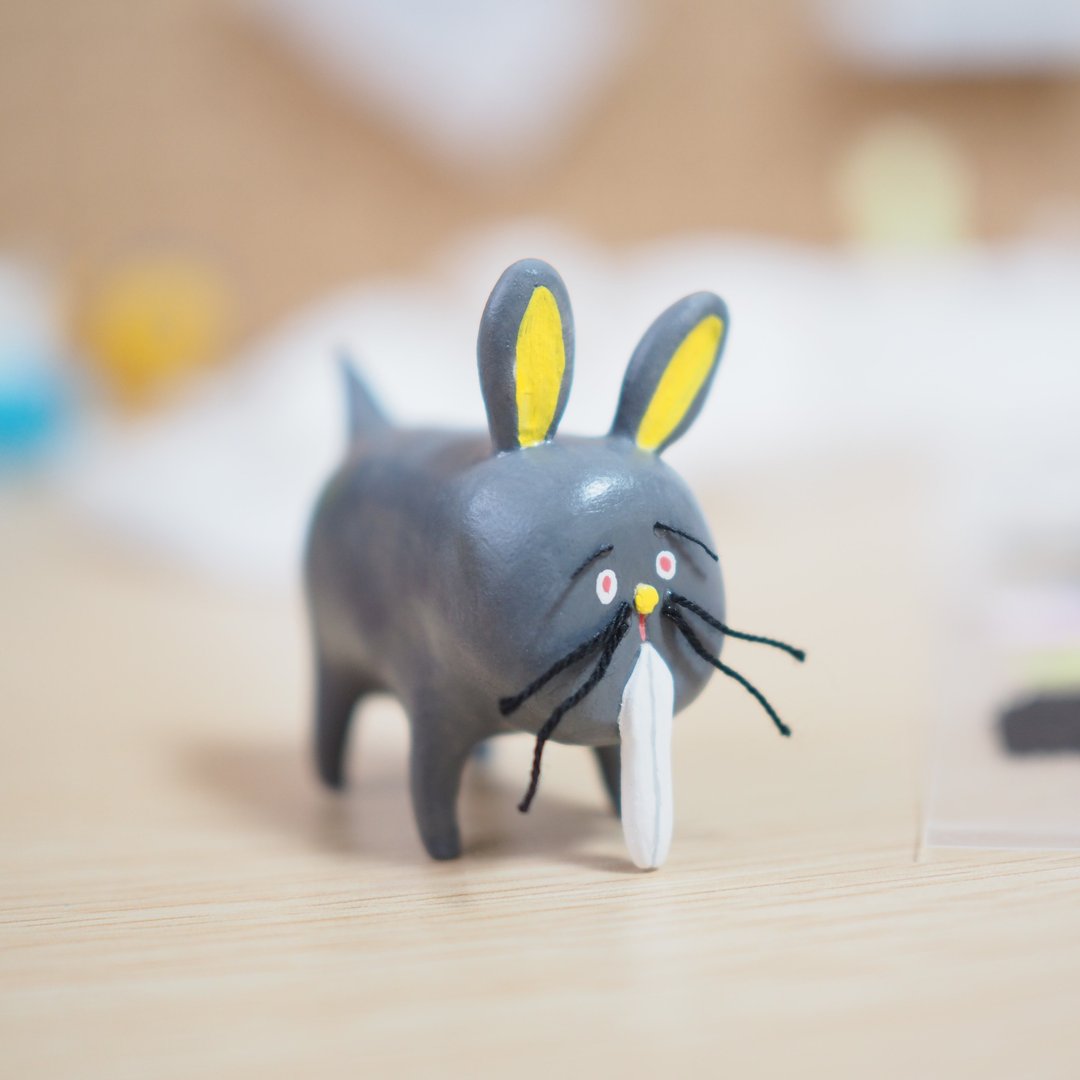 Tooth support rabbit - 玩偶/公仔 - 粘土 灰色