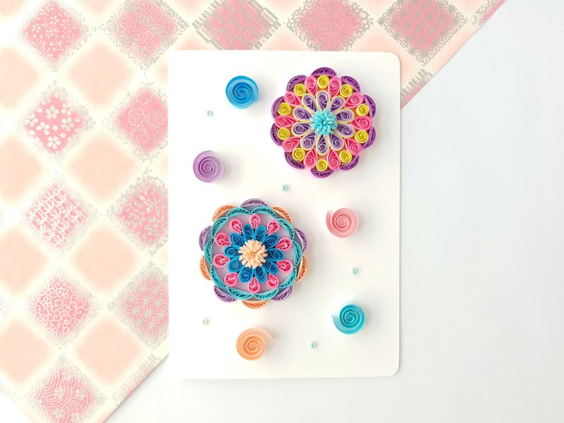 手作卷纸卡片-夏恋圆舞曲 万用卡 - 卡片/明信片 - 纸 多色