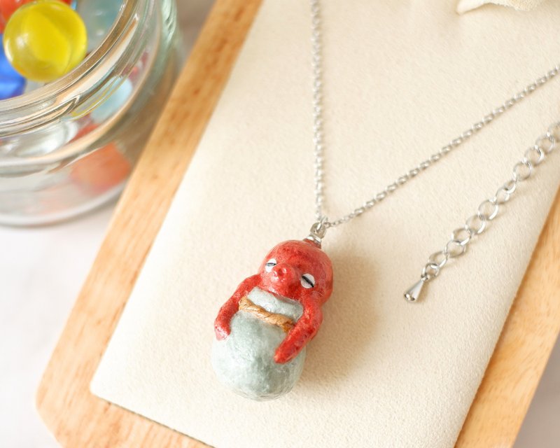 和纸饰品 项链 章鱼困壶章鱼 - 项链 - 纸 红色