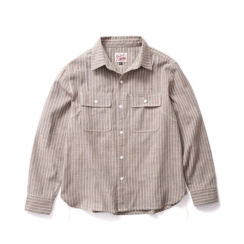 Railway Work Shirt - 灰色 Gray - 男装衬衫 - 棉．麻 
