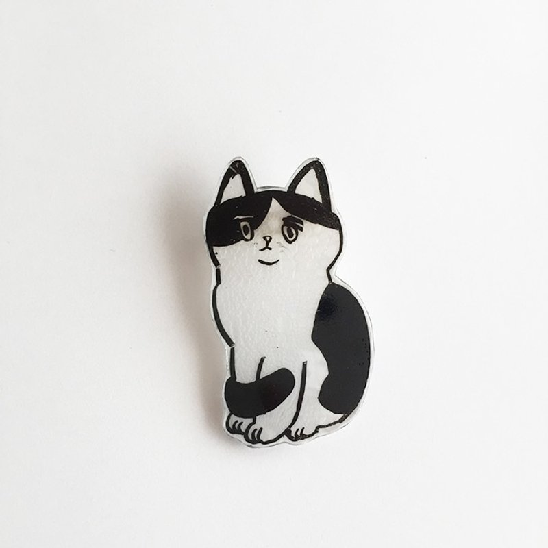 Perched Sit bee cracking cat Prabang brooch - 胸针 - 塑料 白色