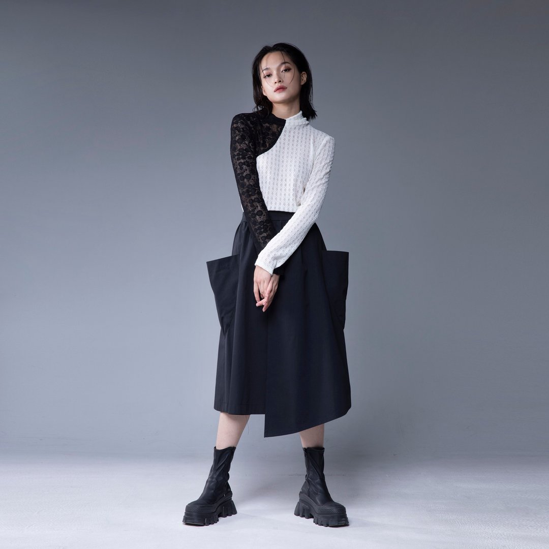 Aman No.1 不规则黑色立体廓形裙 - 裙子 - 其他人造纤维 黑色