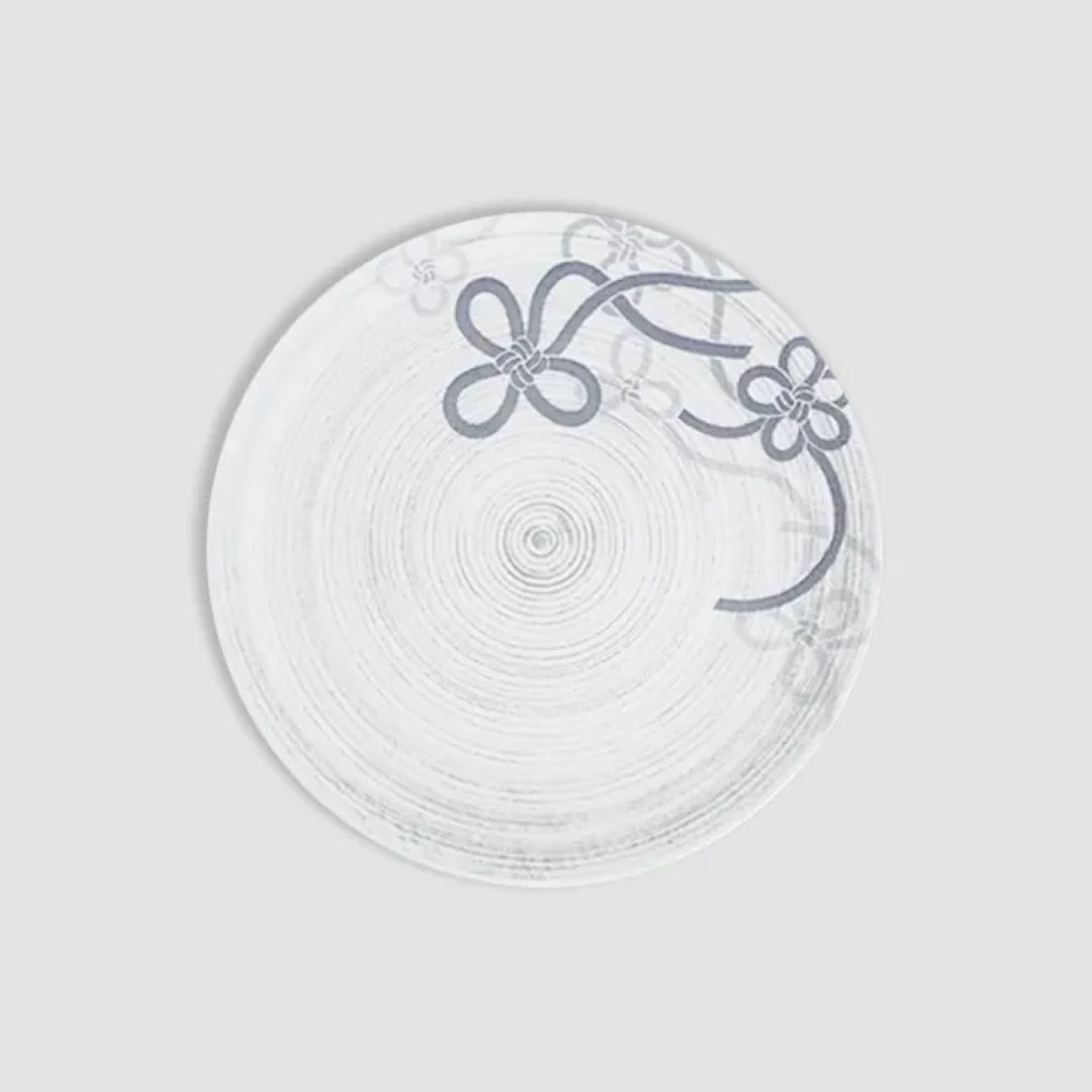 【303select】日本有田烧 雪花釉 纽银系列 二重高台皿 多尺寸 - 盘子/餐盘/盘架 - 瓷 