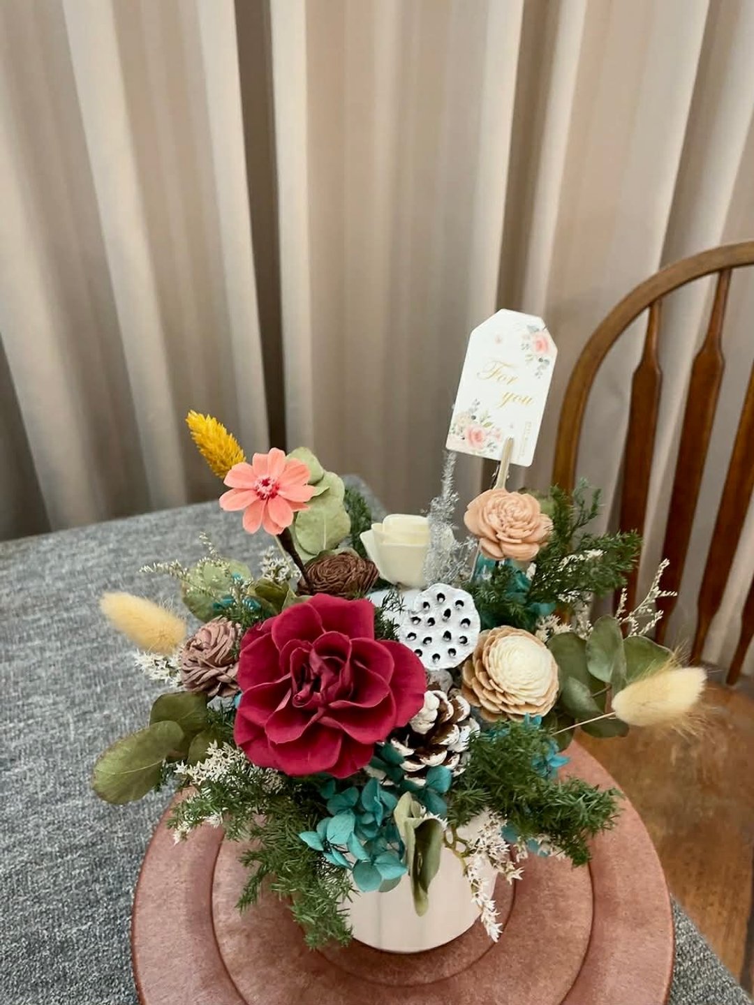 永生花桌花【暖冬】开幕 乔迁 圣诞 结婚 新居桌花 花盆 - 干燥花/捧花 - 植物．花 