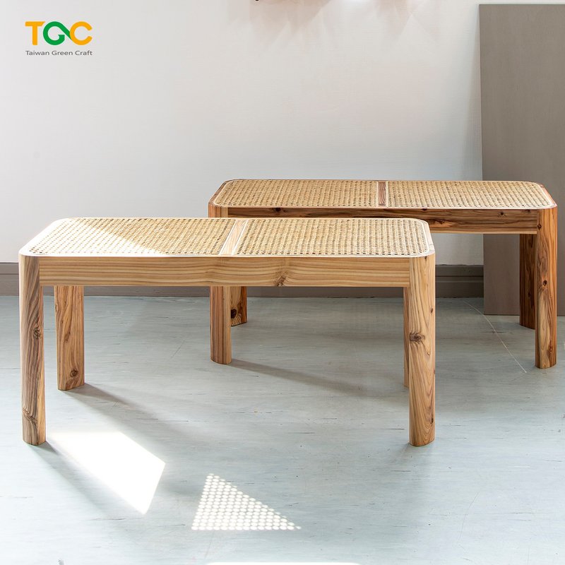 Tomood/土与木之间- Corner系列, H42实木藤编长凳 - 椅子/沙发 - 木头 卡其色