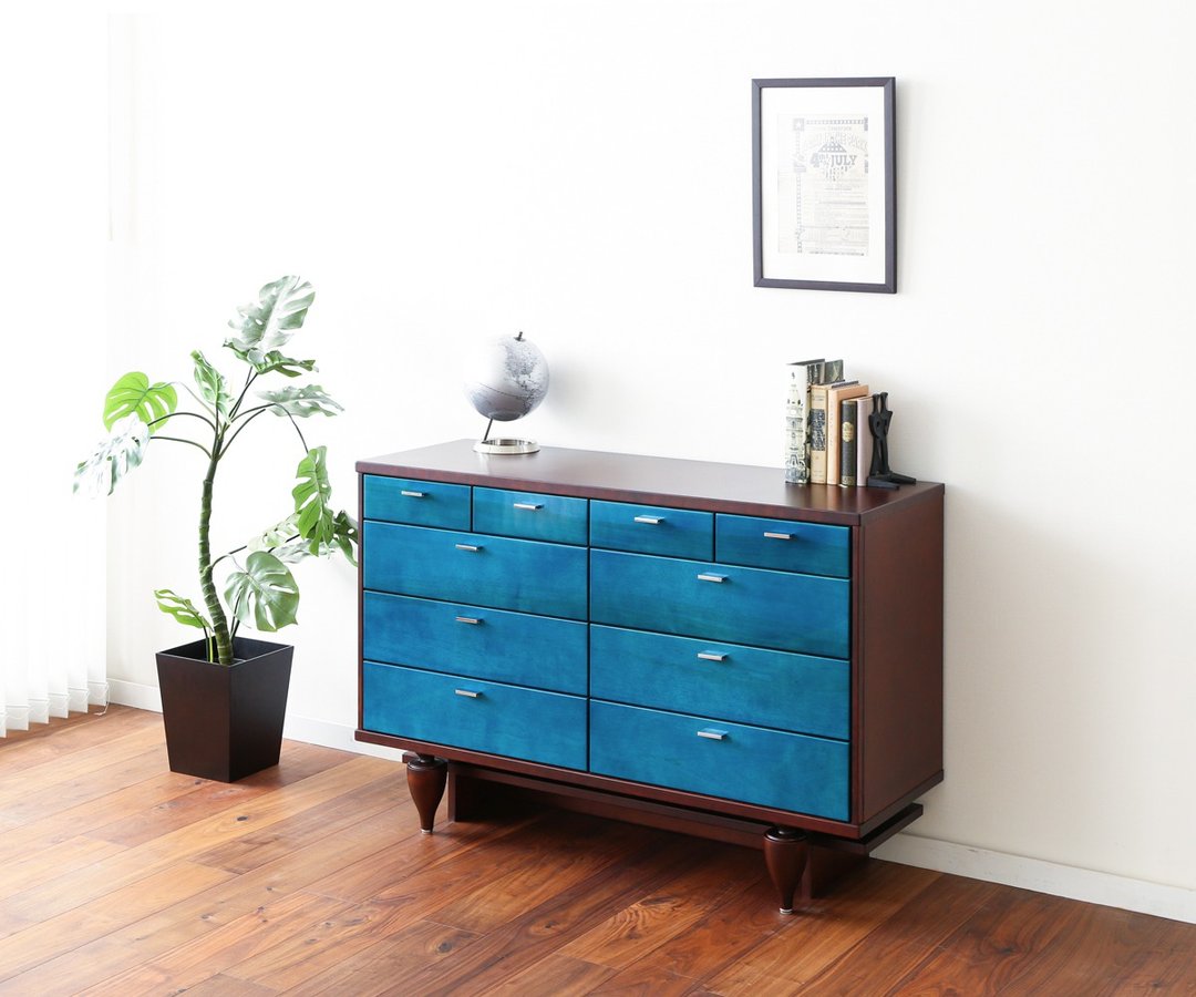 旭川家具 Create Furniture Yoppen 斗柜120 - 衣柜/鞋柜 - 木头 蓝色
