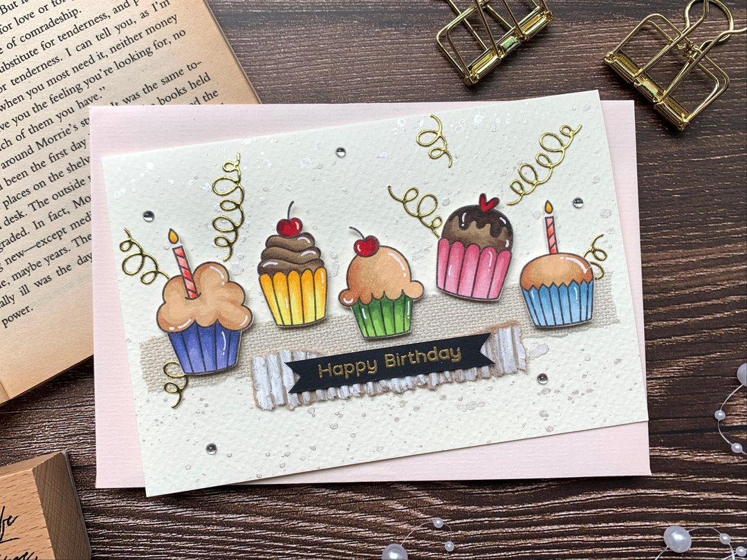 生日卡片_杯子蛋糕 Cupcake - 卡片/明信片 - 纸 白色