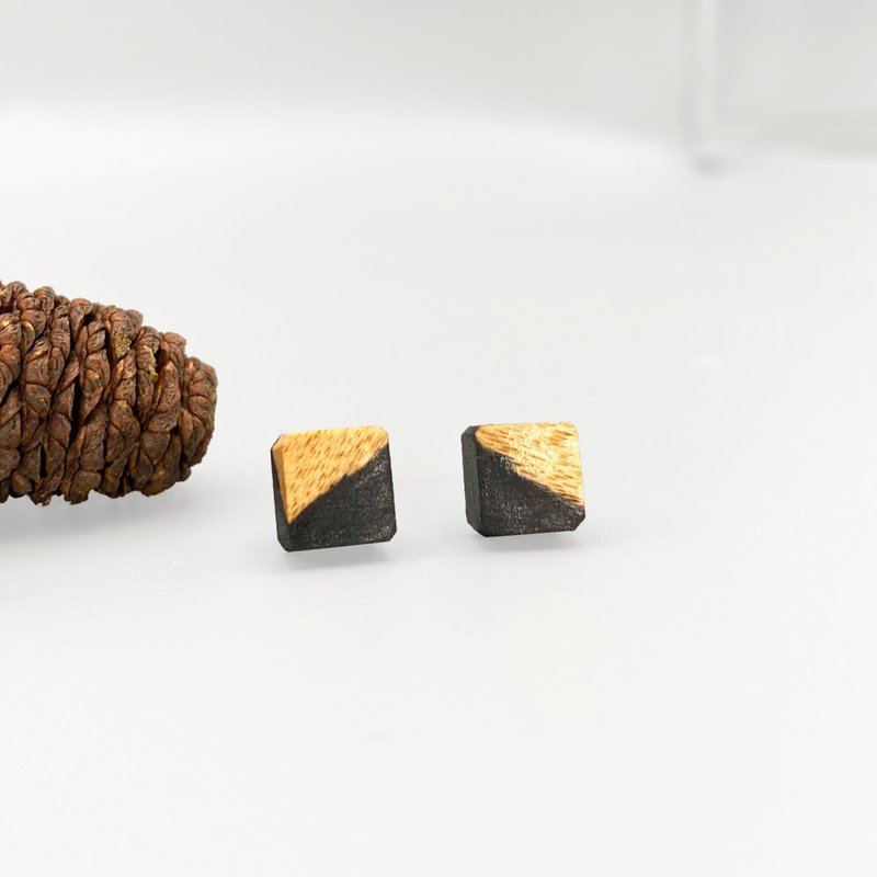 原木耳环 原生态 手作 礼物 耳环 自然风 耳夹 - 耳环/耳夹 - 木头 卡其色