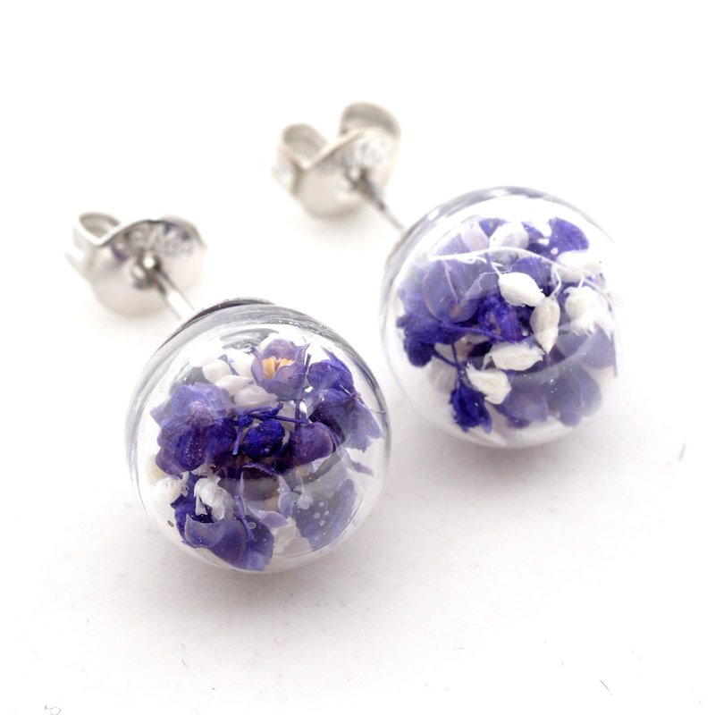 爱家作- OMYWAY DIY 干花  玻璃球 耳针 耳环 耳勾 垂挂 耳夹 1cm - 耳环/耳夹 - 玻璃 