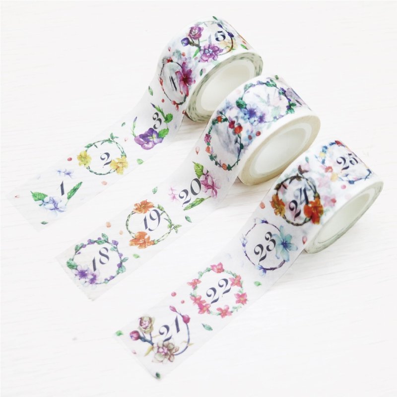 Ching Ching X 简单生活系列 CST-250 手绘插画(花草日付3入)纸胶带 - 纸胶带 - 纸 