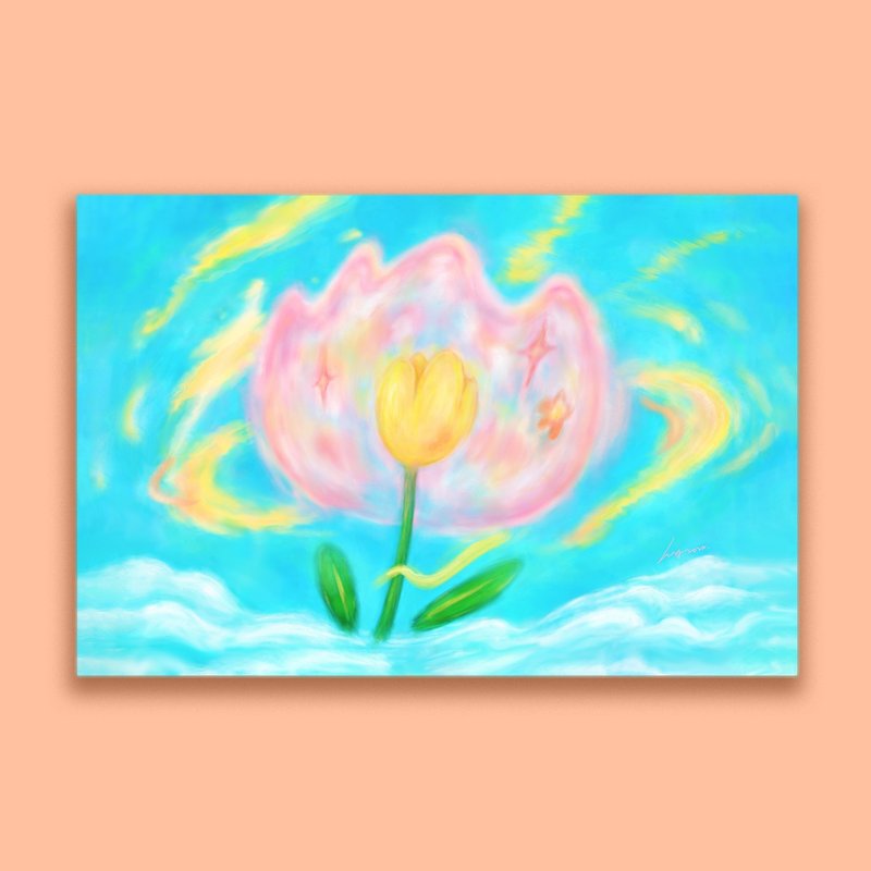 花 盛开着如同你的梦-挂画/画/画作/云/天空/植物/奇幻/疗愈/春天 - 海报/装饰画/版画 - 其他材质 蓝色