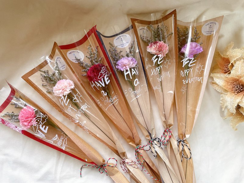 现货24hr出货/康乃馨小花束/单朵康乃馨/母亲节花礼/工商赠礼 - 干燥花/捧花 - 植物．花 