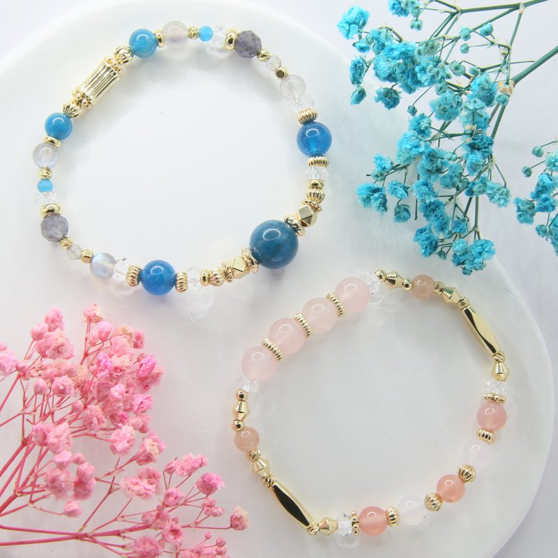湖畔恋曲 | 七夕 | 粉水晶 蓝磷灰 圣诞礼物 - 手链/手环 - 水晶 多色