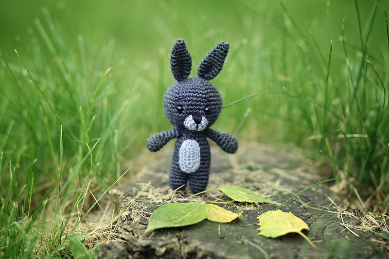 Crochet bunny, Crochet bunny Stuffed toy, bunny toy,  knitted bunny - 玩具/玩偶 - 羊毛 蓝色