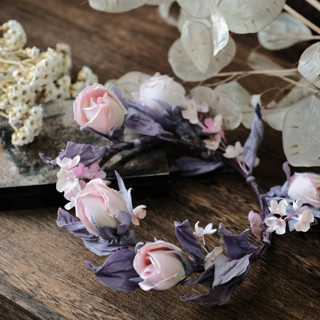 玫瑰花苞小花环 - 染色布花花环 - 摆饰 - 棉．麻 多色