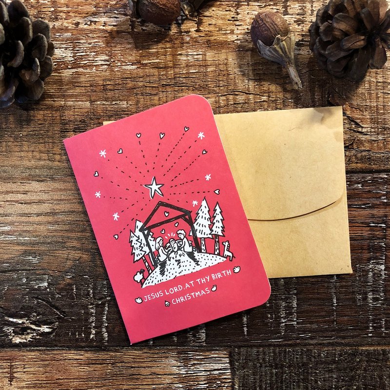 起初小卡片。耶稣诞生 - 卡片/明信片 - 纸 红色