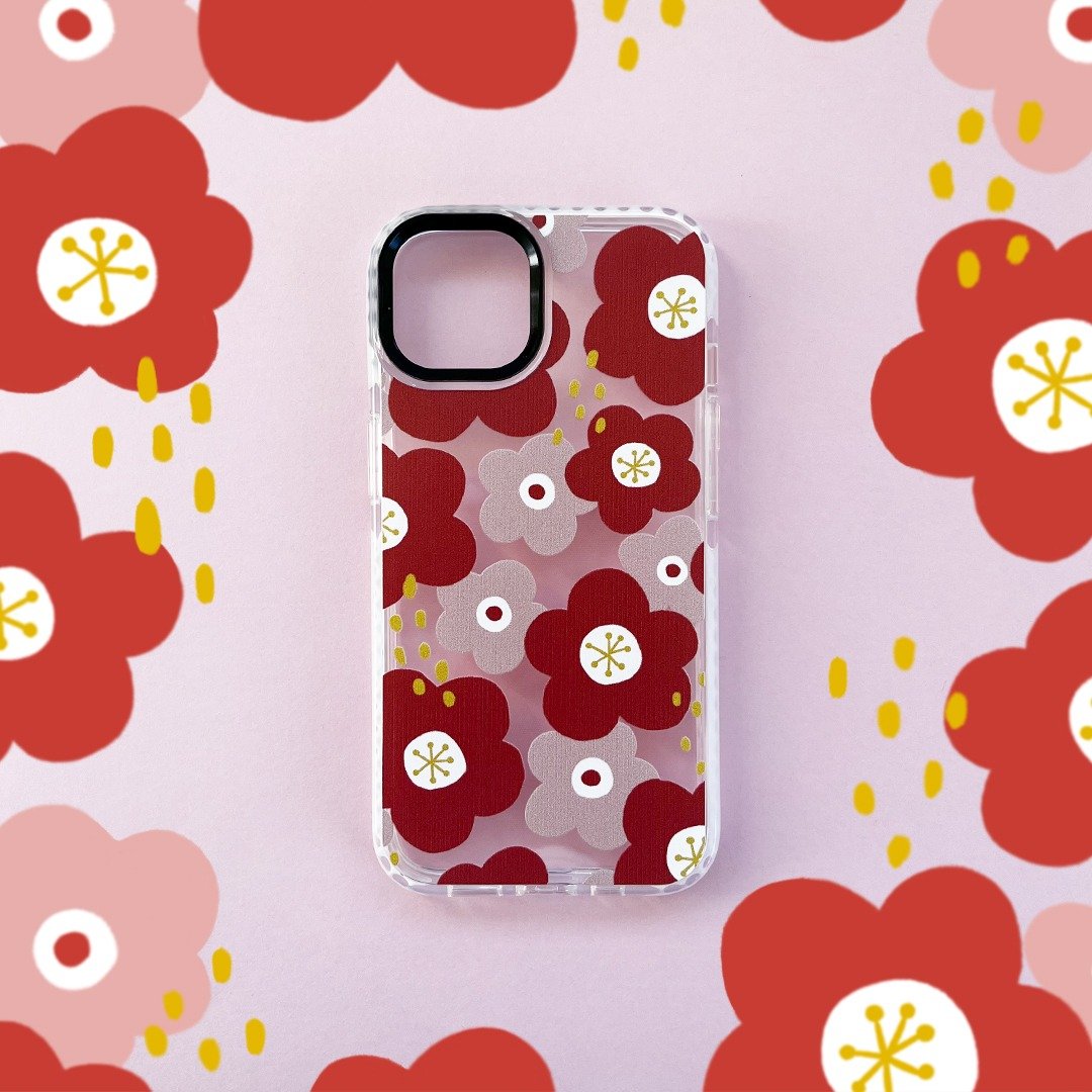 梅花 iPhone 透明手机壳 - 手机壳/手机套 - 塑料 红色