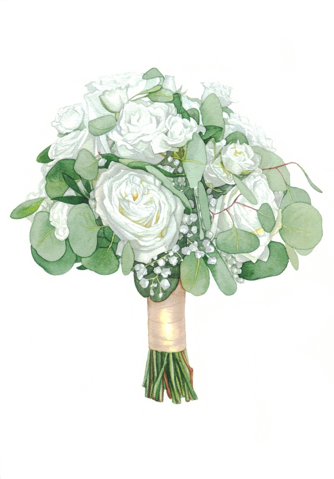 Custom Wedding Gift Bouquet Painting Watercolor Bridal flowers Anniversary Gift - 订制画像 - 纸 