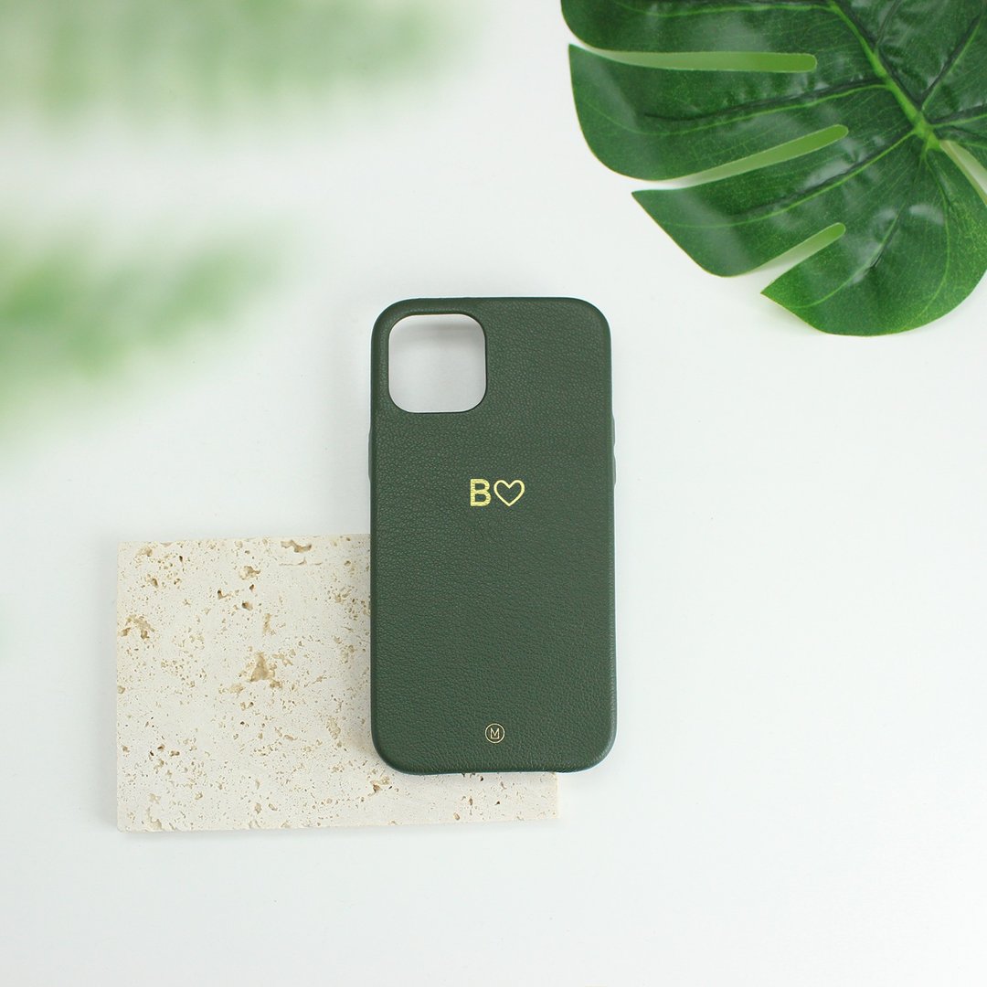 定制化礼物手造真皮革防摔马卡龙牛油果墨绿色iPhone 13手机壳 - 手机壳/手机套 - 真皮 绿色