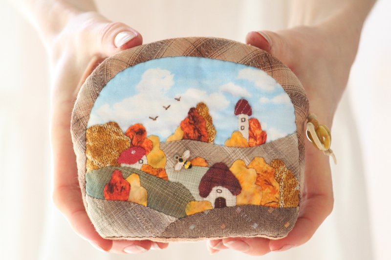 手工秋季拼贴中型化妆包 - 时尚收纳。 - 化妆包/杂物包 - 其他材质 多色