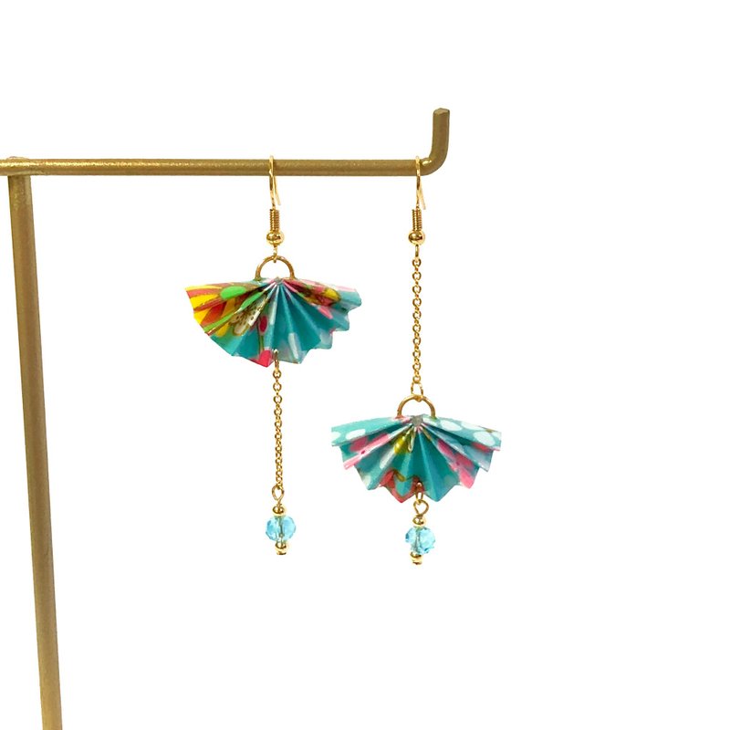 【SGS检验合格】日系折纸系列耳环-扇子款 (限定色) - 耳环/耳夹 - 纸 多色