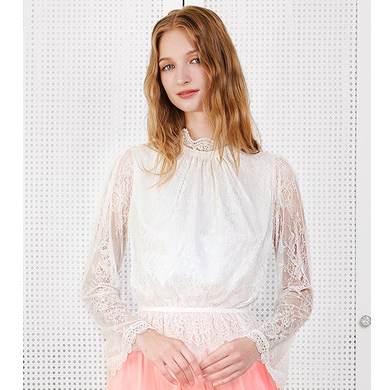 Elizabeth伊莉莎白蕾丝上衣,轻婚纱,女上衣,蕾丝上衣,礼服 - 女装上衣 - 其他材质 白色