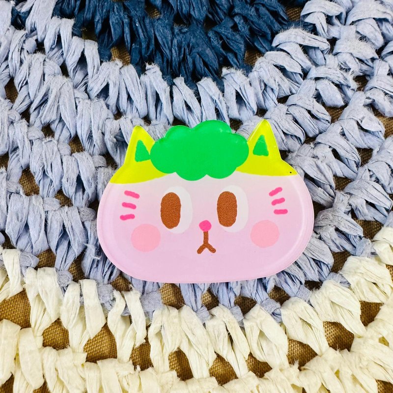 Kingnekosan 压克力造型别针 Kiyo 蜜桃猫 - 胸针 - 塑料 粉红色