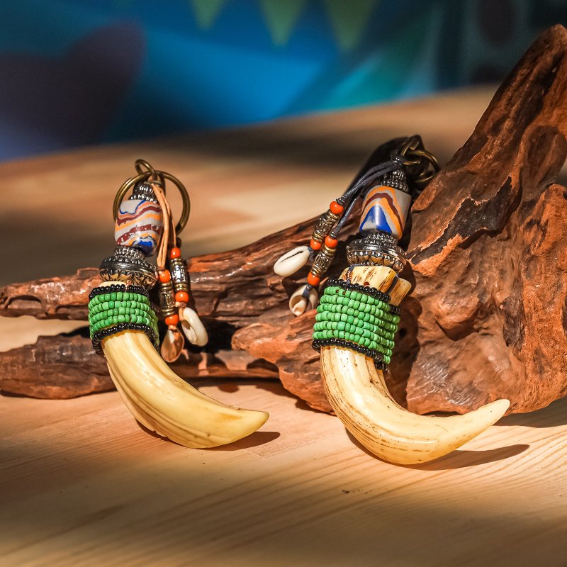 【原风艺站】野人臼齿钥匙圈 | 原住民 族服 台湾印象 丰年祭 - 钥匙链/钥匙包 - 其他材质 绿色