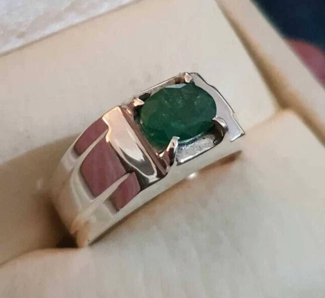 Natural Mens Emerald Ring Swat Emerald Ring For Men Genuine Emerald gift womens - 戒指 - 宝石 绿色