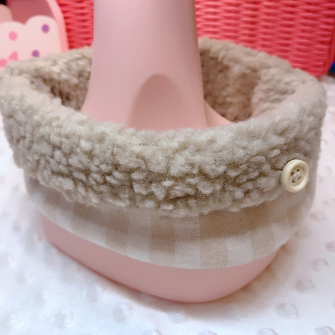 保暖棉毛围脖/围巾 正反两面皆可穿戴 格纹小 - 婴儿饰品 - 其他材质 卡其色