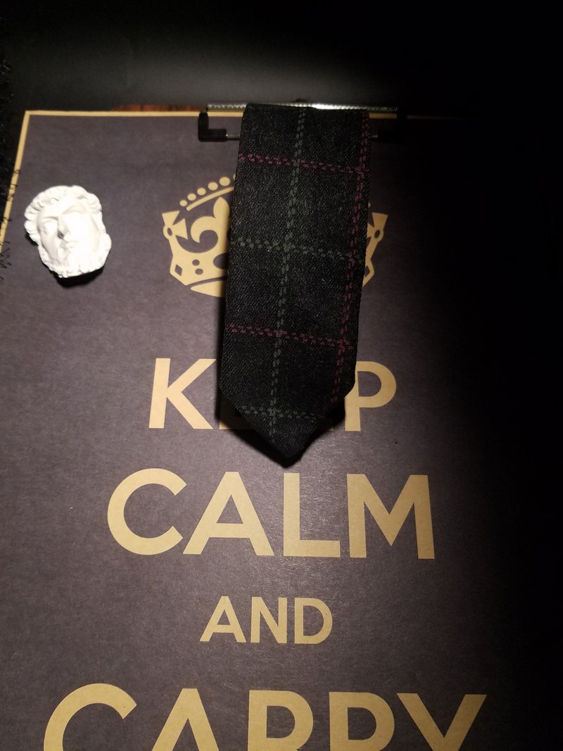 黑色格子领带学院风休闲领带 - 领带/领带夹 - 棉．麻 黑色