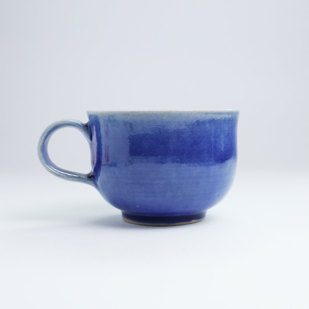 明芽窑 | 柴烧钴蓝咖啡杯 蓝 杯子 陶杯 钴蓝配色 把杯 H10 - 咖啡杯/马克杯 - 陶 蓝色